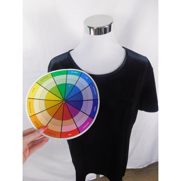 Jaclyn Smith Shirt Womens XL Black Velvet Velour Short Sleeve Scoop Neck Stretch - Picture 8 of 11